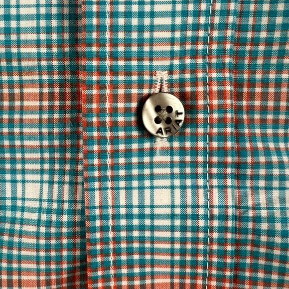 Ariat Button Up Shirt Men's M Naragon LS Stretch Orange Blue Plaid Classic NWT - Picture 6 of 15